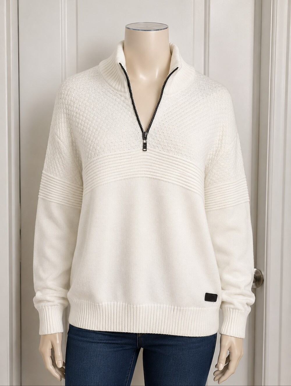 Nick Danger Men’s Off-White Quarter-Zip Knit Sweater - Size XL Pre-owned